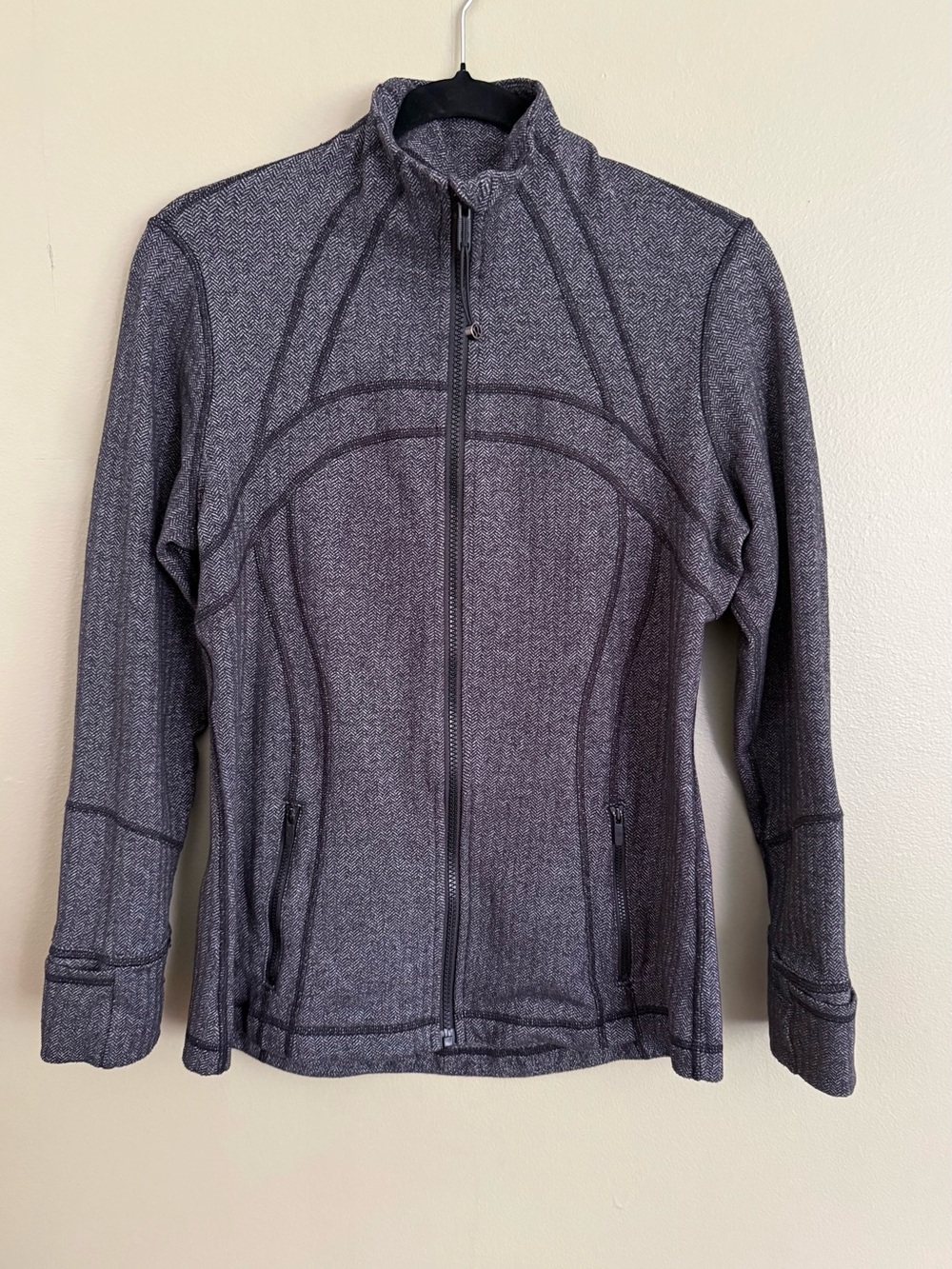 Lululemon Define Jacket Women Size 12 Grey Black Herringbone Menswear Inspired